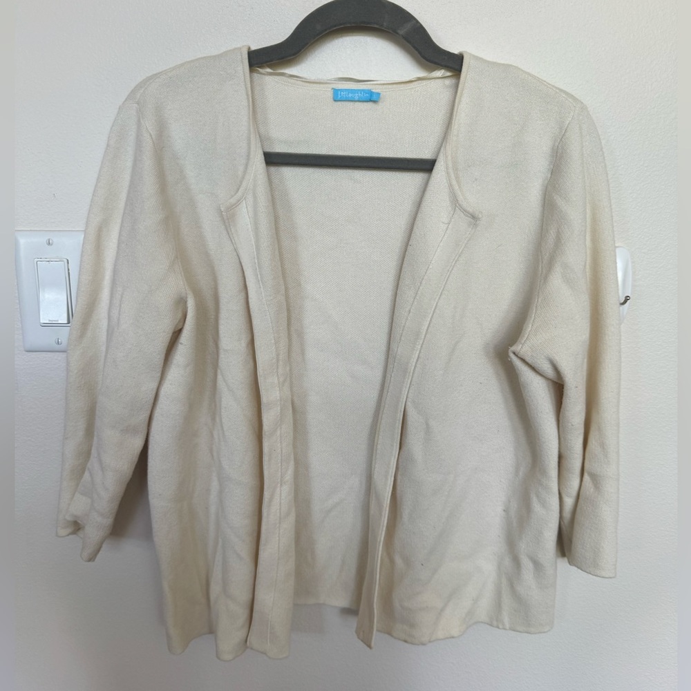 J. McLaughlin Cream Cotton Cashmere blend Sweater. Size Small.
